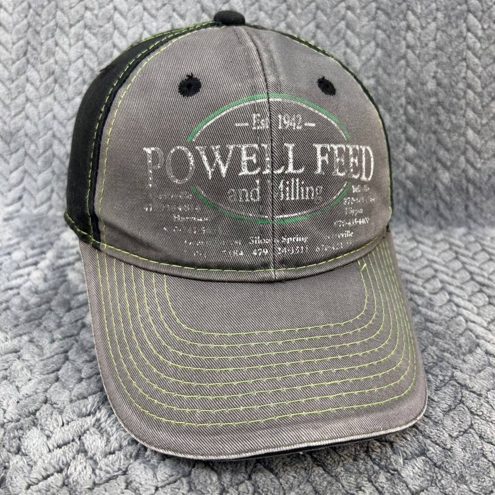 Powell Feed and Milling Mens Gray OC Baseball Cap Distressed Graphic OSFM